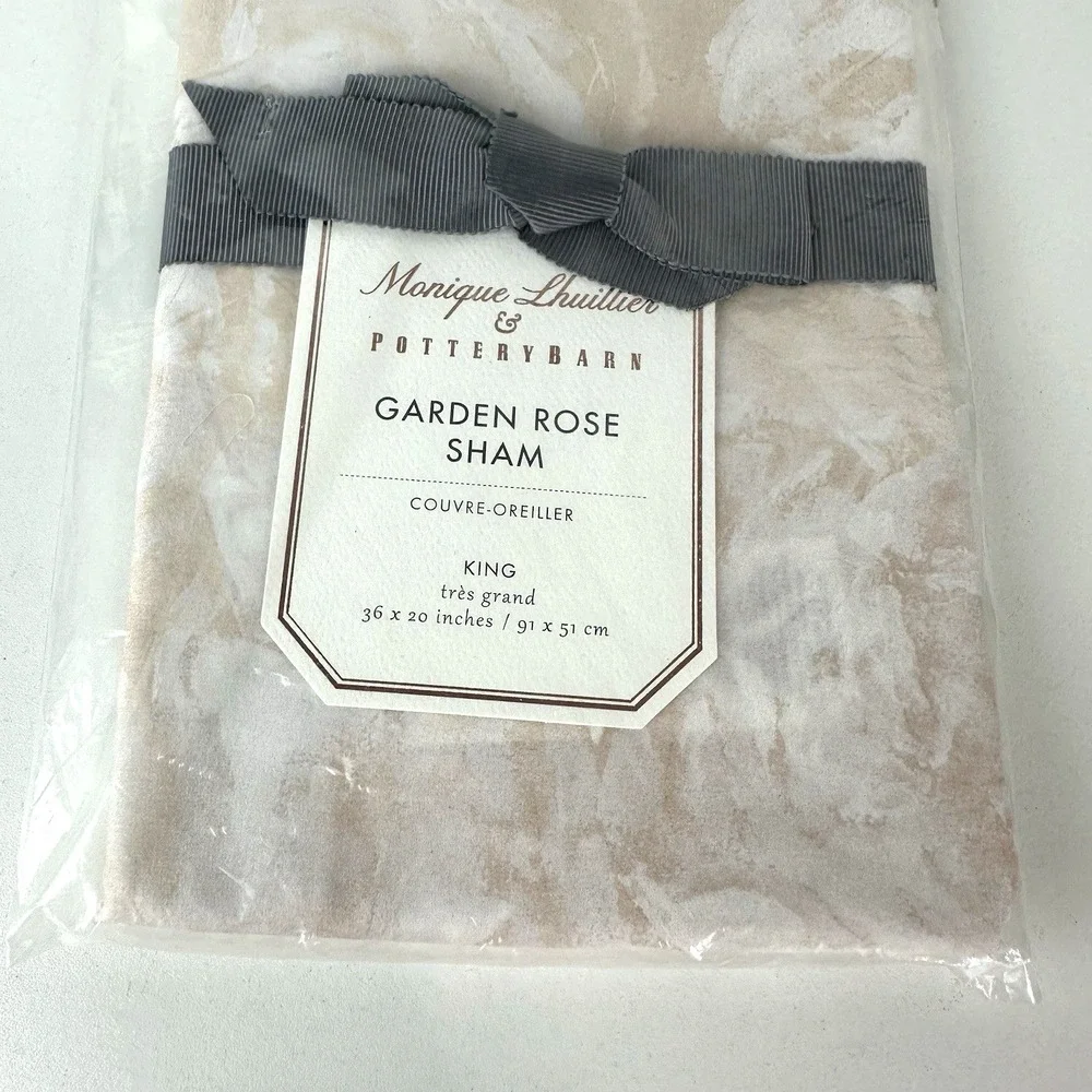 Pottery Barn Monique Lhuillier Garden Rose King‎ Sateen Sham Blush Pink New